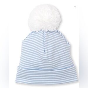 Kissy Kissy Classic Rib Blue Stripe Pom Pom Hat Size Small